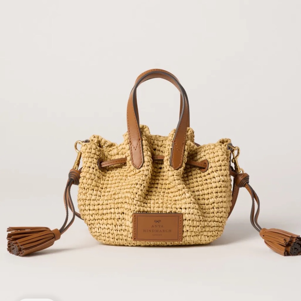 Anya Hindmarch Cream and Brown Mini Bag with Leather Accents